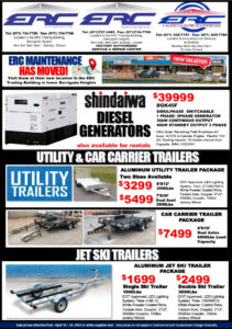 Shindaiwa Diesel Generators and Aluminum Utility Package Trailers, Car Carrier Trailer Package, Aluminum Jet Ski Trailer Package